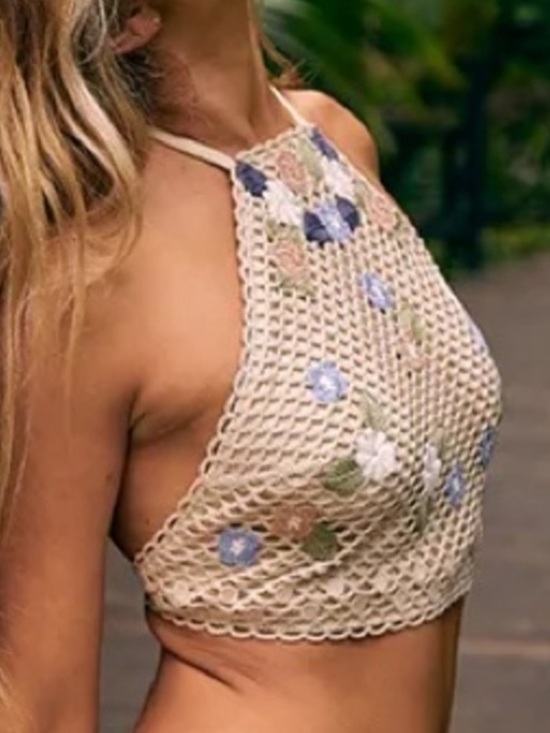 aerie Other - Aerie Women’s Crochet Cream Floral Adjustable Strap Bikini Top Size X-Small